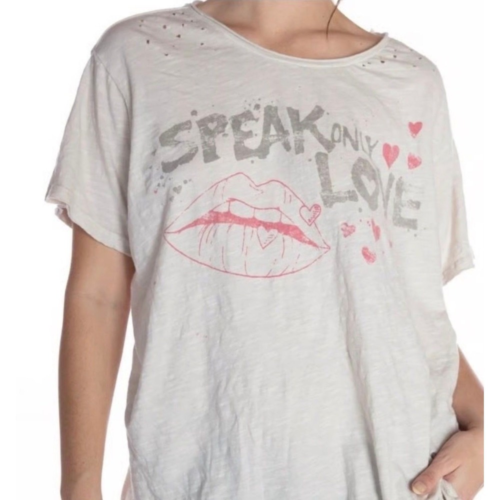 211-Magnolia Pearl Speak Only Love Distressed Boyfriend Tee